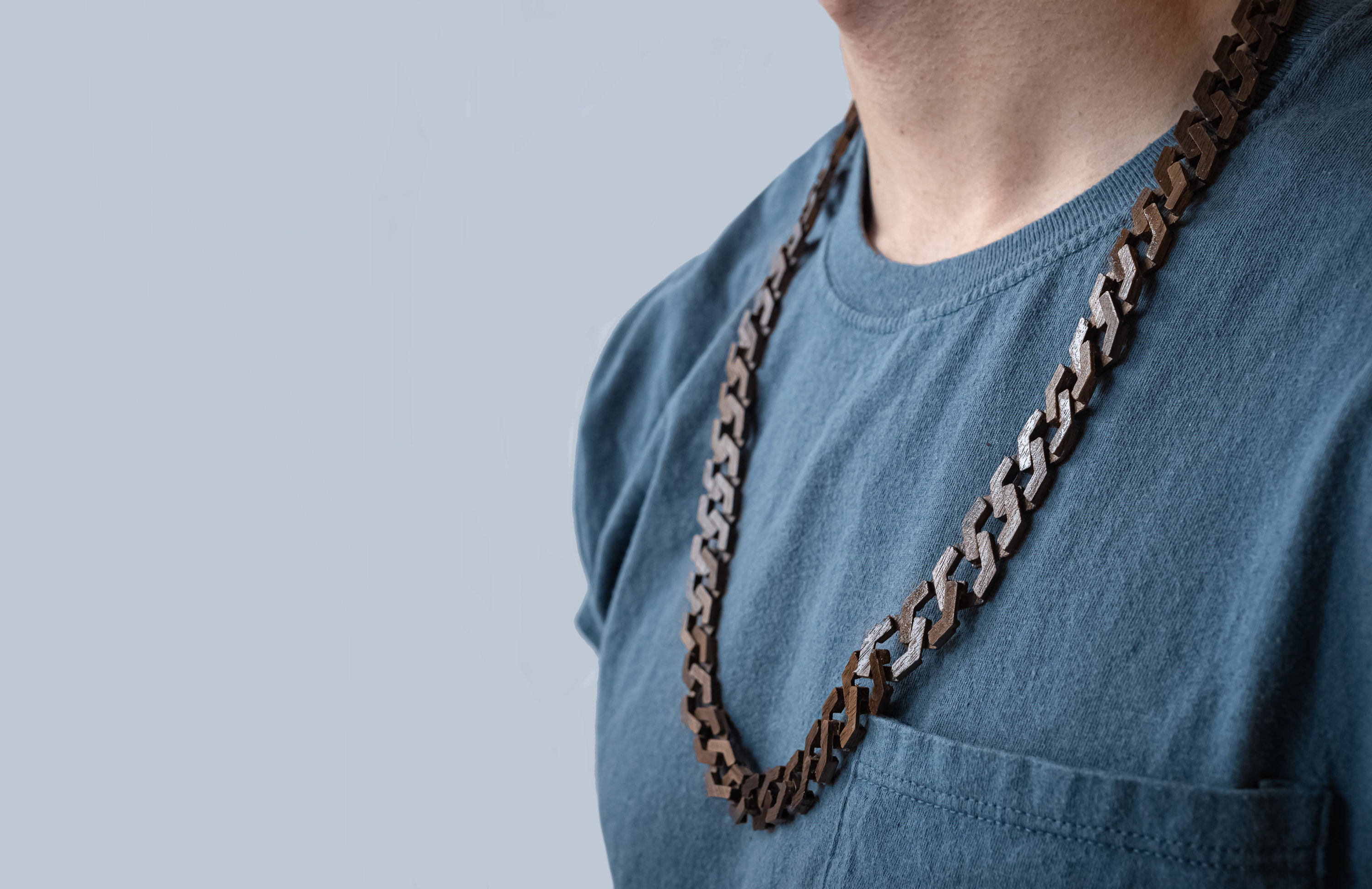 Wood Chain Link Necklace Woodgrain Chains Walnut Etsy