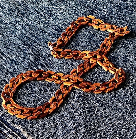 Wood chain link necklace deals