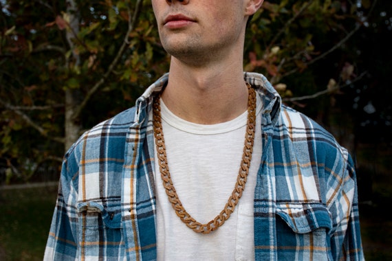 Wood chain on sale link necklace