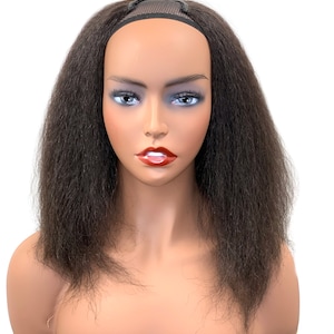 100% Human Hair U Part Hair Piece made with Kinky Straight hair 12&quot;