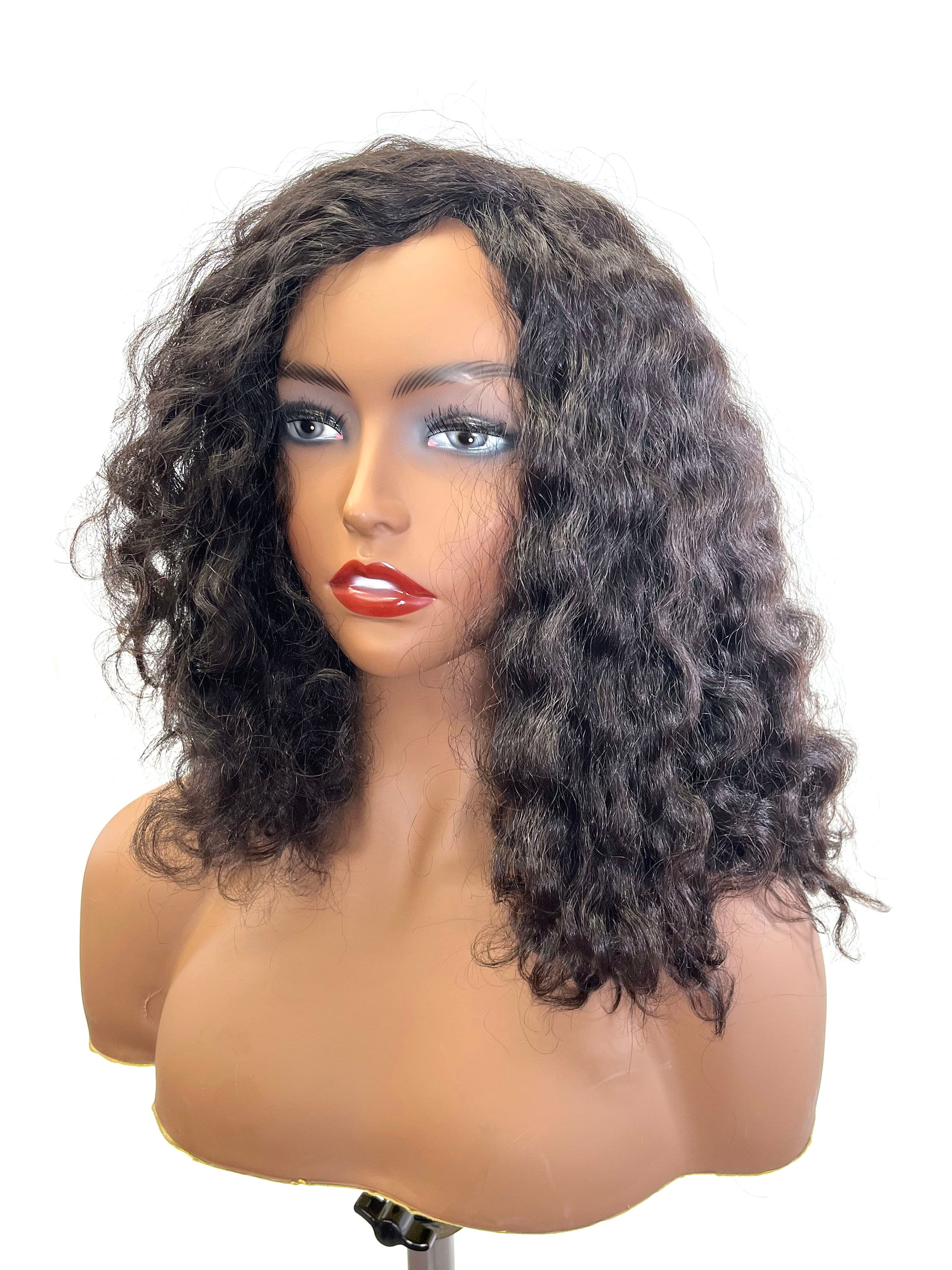 100% Human Hair Topper With Wet & Wave Brazilian Curl 14