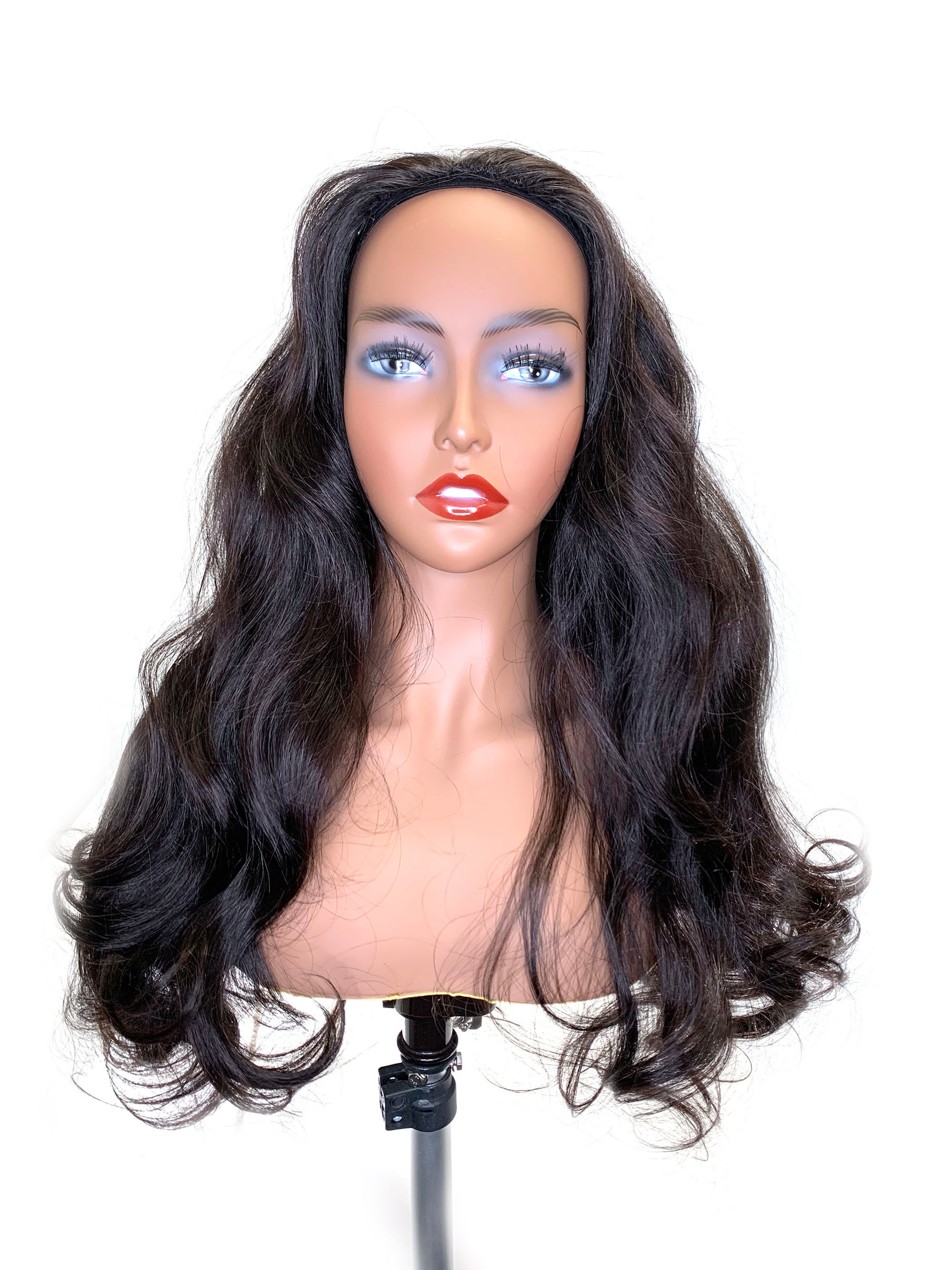 Demi-perruque 100 % cheveux naturels, 3/4 postiche faite avec Bodywave 22"