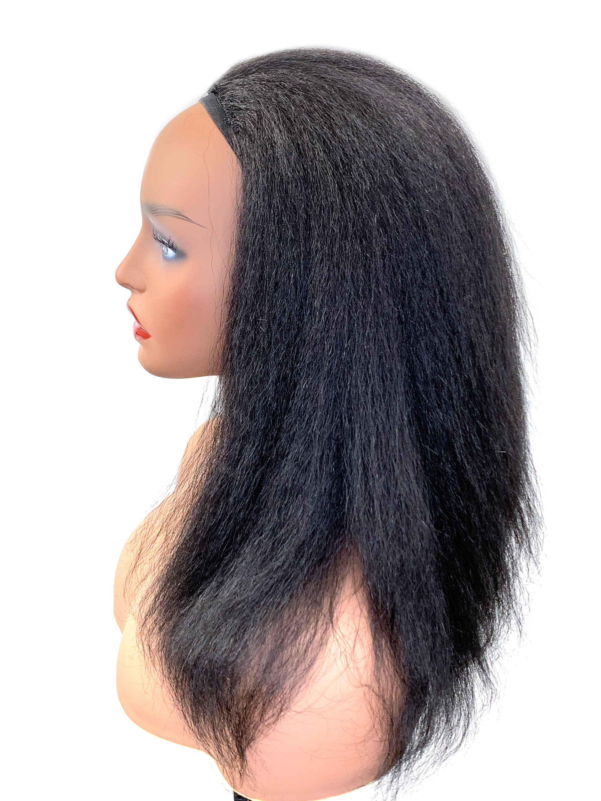 100% Human Hair Half Wig, 3/4 Hair Piece Made With Kinky Straight Hair ...
