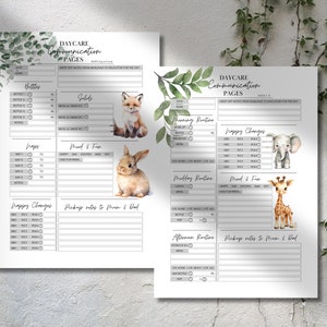 Baby and Toddler Age 2-Pack Set Daycare Daily Report Printable, Daily Report Printable, Daycare Communication Pages Printable, A4 & A5 Sizes