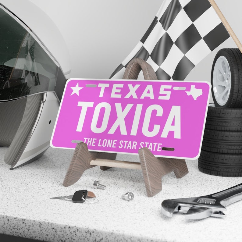 Toxica Vanity License Plate Pink Texas Edition Etsy