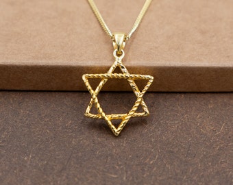 Gold Star of David Pendant, Magen David Unisex pendant, Judaica Necklace Jewish Gift for men and women, Silver and Gold Israeli Pendant