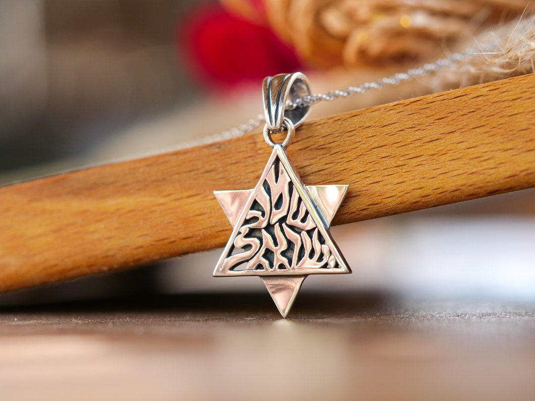 Collana Con Ciondolo In Argento 925 Raffigurante La Stella Di David/Magen David, Simbolo Ebraico Di Israele. - Italia
