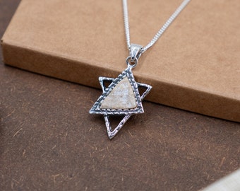 Star of David Jerusalem stone Silver Pendant, Magen David Stone pendant, Judaica Jewish Gift for women,Silver Israeli Pendant for Holiday