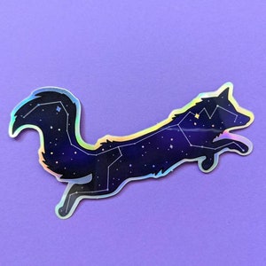 Vinyl Sticker Holographic Constellation Galaxy Fox Waterproof Decal