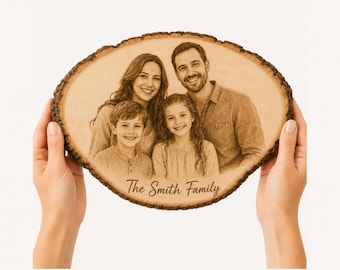 Personalized Wood Photo Engraving, Custom Photo Plaque, Anniversary Gift for Couple, Wedding and Memorial Keepsake, Handmade USA