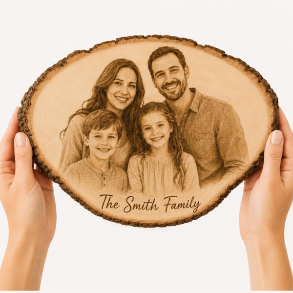 Personalized Wood Photo Engraving, Custom Photo Plaque, Anniversary Gift for Couple, Wedding and Memorial Keepsake, Handmade USA