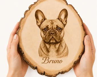 Personalized Photo Engraved Wood Slice, Custom Live Edge Plaque, Dog Remembrance Gift, Pet Loss Keepsake, Rustic Memorial Decor