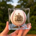 Custom Photo Engraved Baseball, Personalized Papa or Grandpa Gift, Memorial Keepsake, Display Case