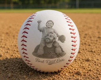 Custom Photo Engraved Baseball, Father's Day Keepsake Gift for Dad