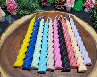 1, 2, 3, 4, 6 Unicorn Horn Candle, Spiral taper, 100% Pure Beeswax, 7-7.5", Unity Candles, Advent, Hanukkah, Kwanzaa, Diwali, Eid, Wedding