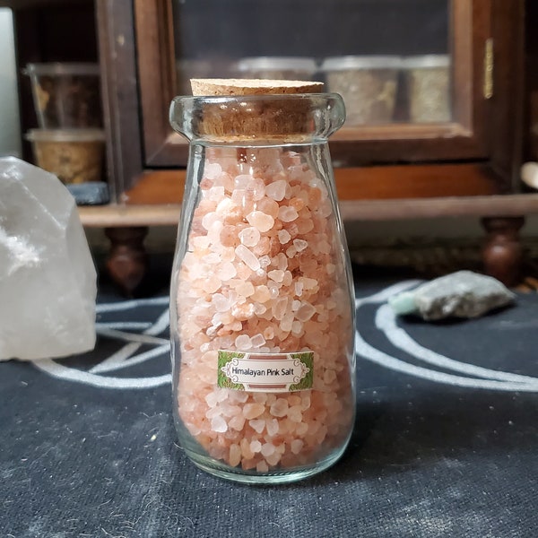 Coarse Pink Himalayan Sea Salt in 100 mL Glass Bottle