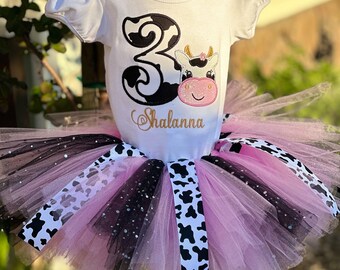 COW Birthday Tutu Outfit , FARM BIRTHDAY Outfit,  Baby Girl Farm Tutu Dress , Girl Gift