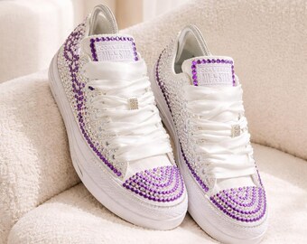 Custom Wedding Bling Converse Sneakers: Pearl Rhinestone Wedding ShoesGift