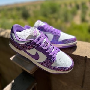 Bling Nike Dunk Shoes, Purple Sneaker Ball Shoes,  Rhinestone Sneakers, Personalized Birthday Dunk Shoes,