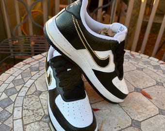 Custom Black/red Glitter Air Force 1, Custom Rope Laced Air Force