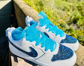 Rhinestone Nike Sneakers, Bride Bling Shoes, Prom Shoes, Ready to Ship, 5Y, Gift For Her