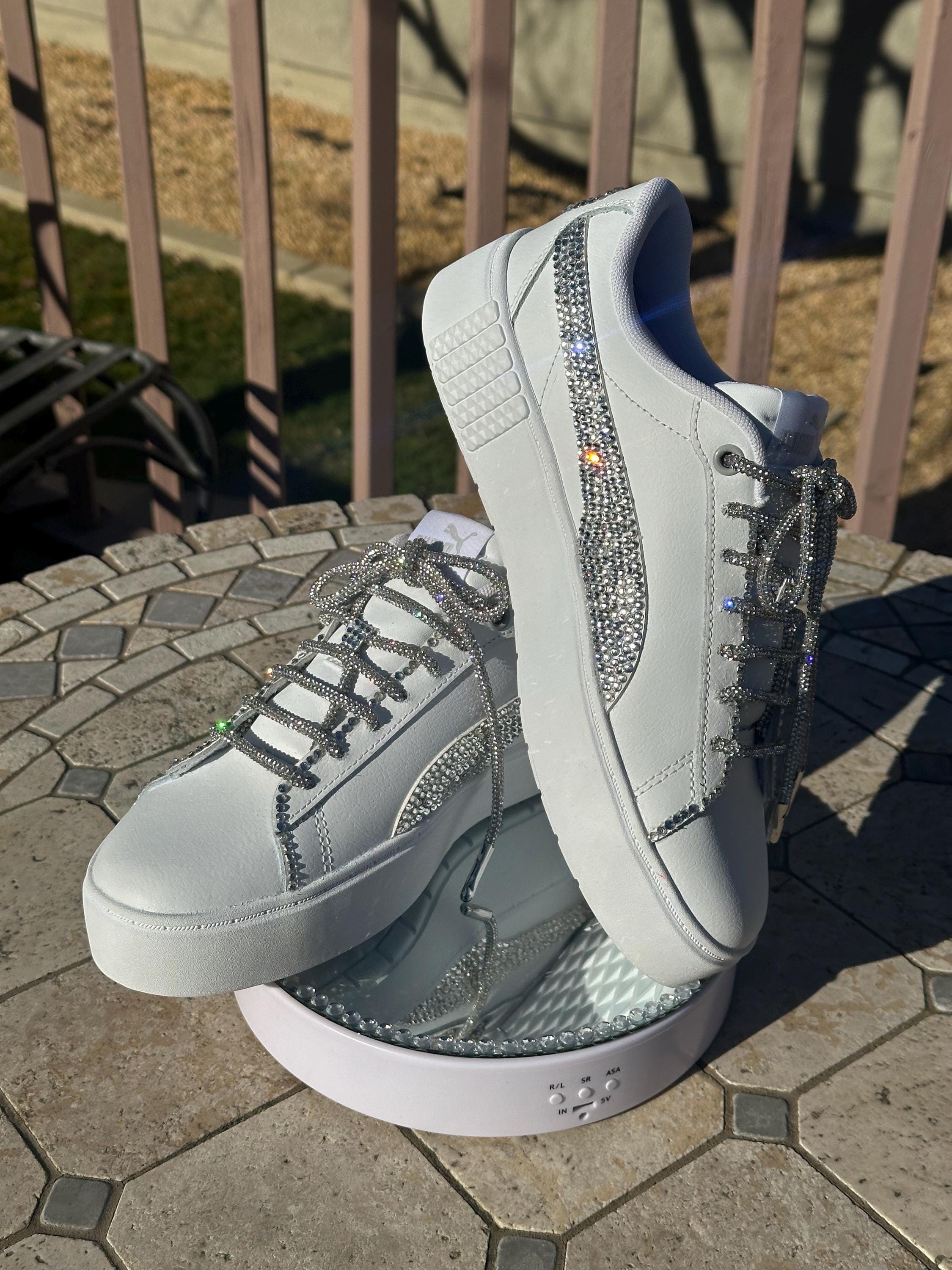 Jewel Metallic Puma Suede Jeweled Lacy Gem Rhinestone Sneakers - Main Image