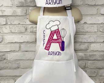 Personalized Kids Chef Apron & Hat Set: Embroidered Cotton Cooking Gift