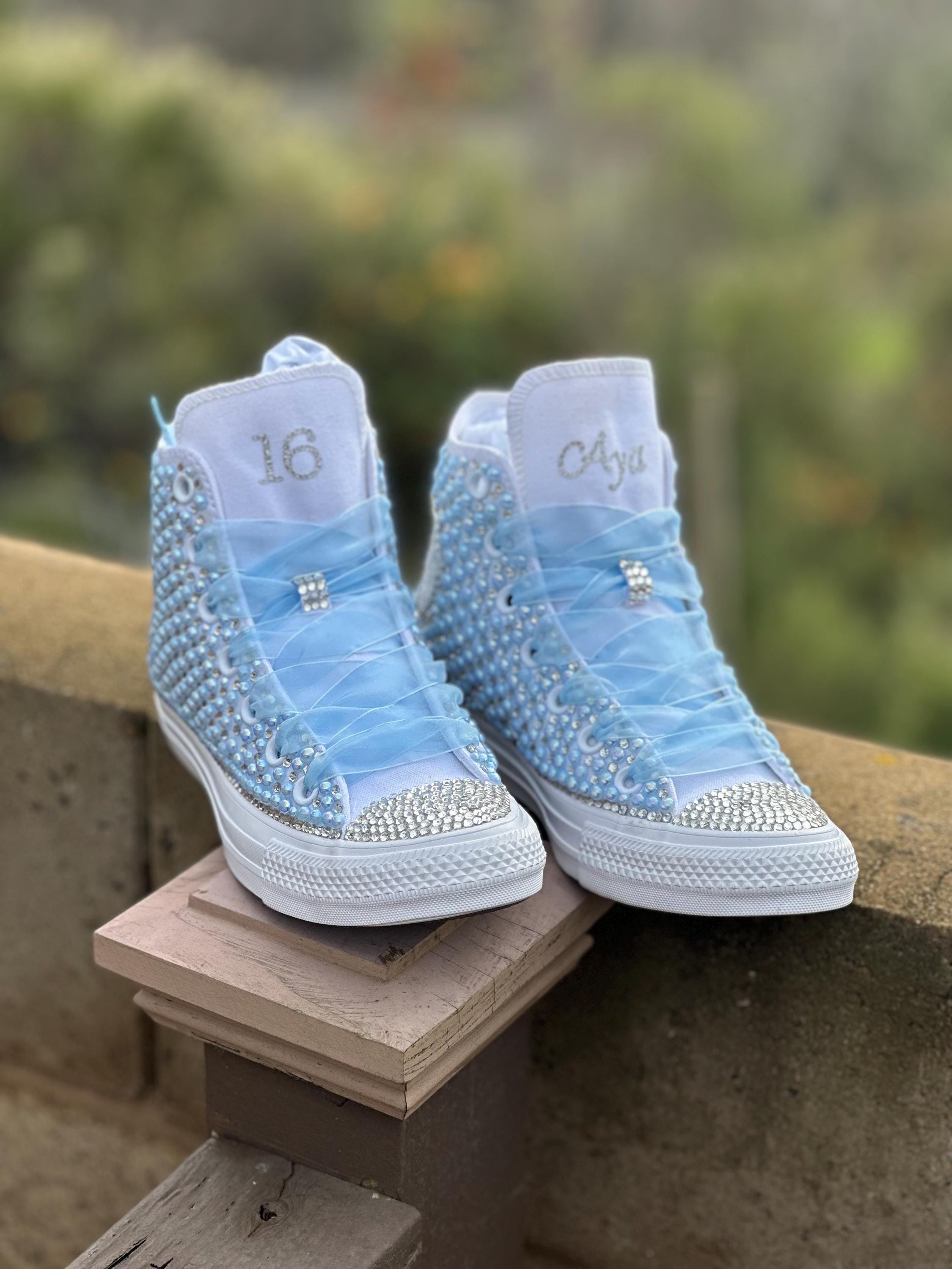 Custom Bling Converse, Pearl & Rhinestone Wedding Shoes, Gift for Her ...