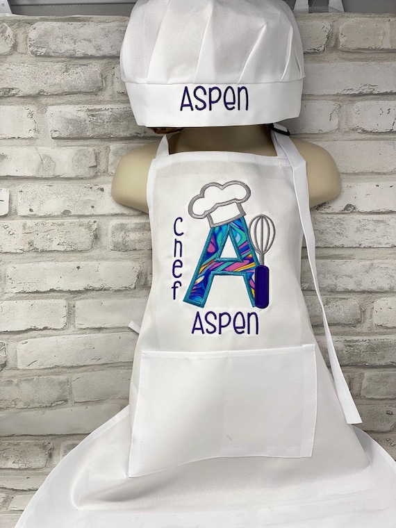 Personalized Kids Chef Apron and Hat Set | Custom Embroidered Outfit
