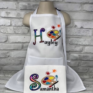 Personalized Kids Apron: Embroidered Cotton Art Smock