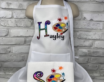 Personalized Kids Apron, Painting Apron for Kids,  Embroidered Craft Party Apron, Birthday Art Apron kids Birthday Gift