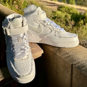 Zapatos de novia AF1: zapatillas de boda con diamantes de imitación y perlas