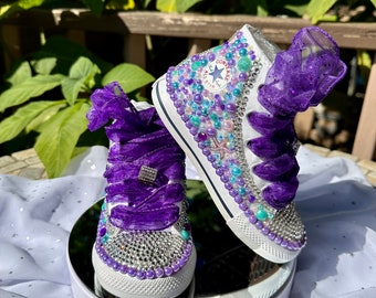 Purple high top converse kids sales