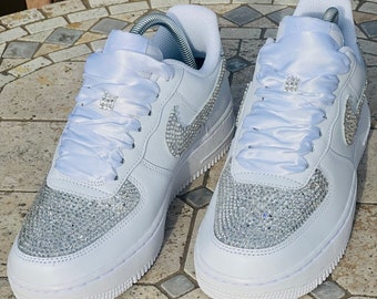 Bling AF1s Shoes, Wedding Rhinestone Shoes, Hand Placed Stones, Gift For HerGift