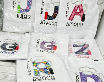 Set da chef per bambini, personalizzabile con i nomi, ideale come regalo.