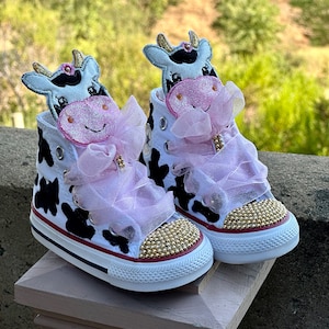 Cow Print Converse Shoes, Birthdat  Cow Converse Shoes, Kids Farm Hightop  Sneakers, Kids Gift, Gift For Girl