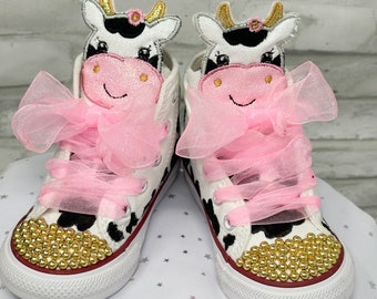 Kids Cow Converse Shoes, Cow Print Converse Shoes, Kids Farm Hightop  Sneakers, Kids Gift