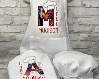 Chef Apron & Hat for Kids, Personalized Chef Set, Toddler Baking Apron Chef Outfit,  Kids Personalized  Set, Cooking Gift