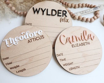 Birth Stats Announcement Sign, Baby name sign, Name sign for baby girl, Wooden Sign for Hospital,  Retro Hospital sign for baby boy