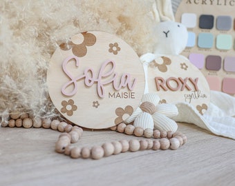 Baby Name Announcement, Daisy Baby name sign, Flower Name sign for baby girl, Wooden Sign for Hospital