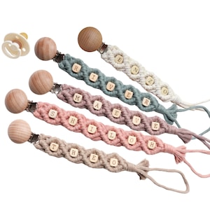 Personalized Macrame Pacifier Clip, Baby Shower Gift