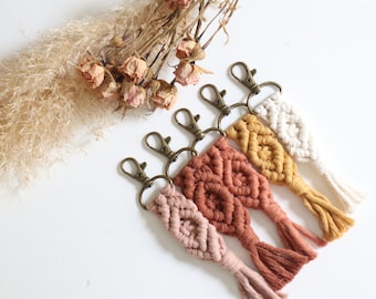 Handmade Cotton Macrame Keychain: Boho Wedding Favor, Gift Basket Stuffer