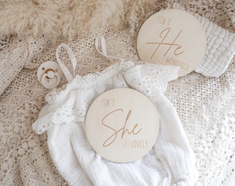 Boy or Girl Gender Reveal Sign: Baltic Birch Baby Announcement