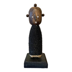 Namji Doll Black 16cm, Fertility Doll, Namji Doll, Cameroon Doll, Wooden Doll, African Doll, African Art, Beaded Doll, African Decor
