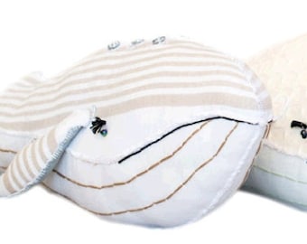 Baleine en lin mungo XL, peluche, baleine, peluche baleine, peluche, peluche baleine, baleine fait main, jouet fait main, baleine fait main