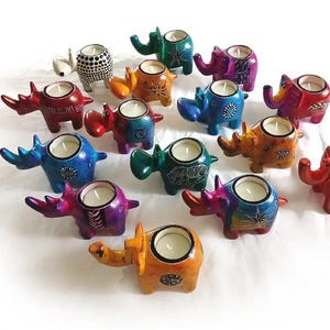 Tier Speckstein Teelichthalter, Teelichthalter Nashorn, Elefant Kerzenhalter, Made in Südafrika, Afrikanische Dekoration, Stein Teelichthalter