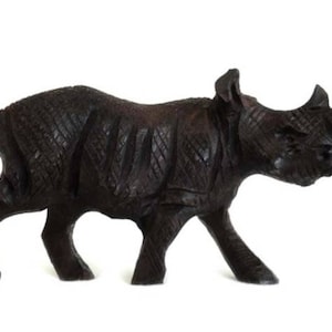 Wooden Rhino 4.4&quot; 11cm, Ironwood Rhino, Wall Decor, African Decor, Wooden Animal, Hand Carved Rhino, Wood Rhino, Big 5 Statue, African Curio