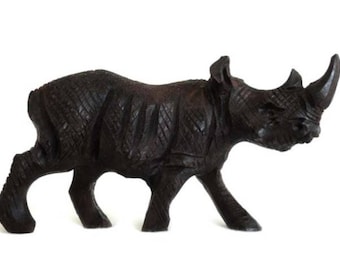 Wooden Rhino 4.4" 11cm, Ironwood Rhino, Wall Decor, African Decor, Wooden Animal, Hand Carved Rhino, Wood Rhino, Big 5 Statue, African Curio