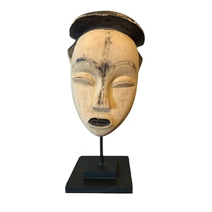 Vuvi African Mask from Gabon Vintage on a stand, African Decor, African Artifact, African Mask, Collectors African Mask, Wooden Mask