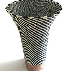 Telephone Wire Wave Vase 7.9&quot; x 12.2&quot;, Table Decor, Telephone wire, Wire Decor, African Decor, Wire bowl Telephone Basket African basket